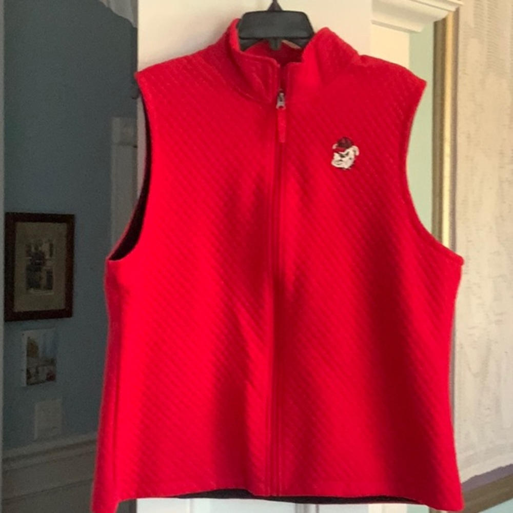 Knights Apparel Red Quilted Vest with Georgia Bulldog Patch
